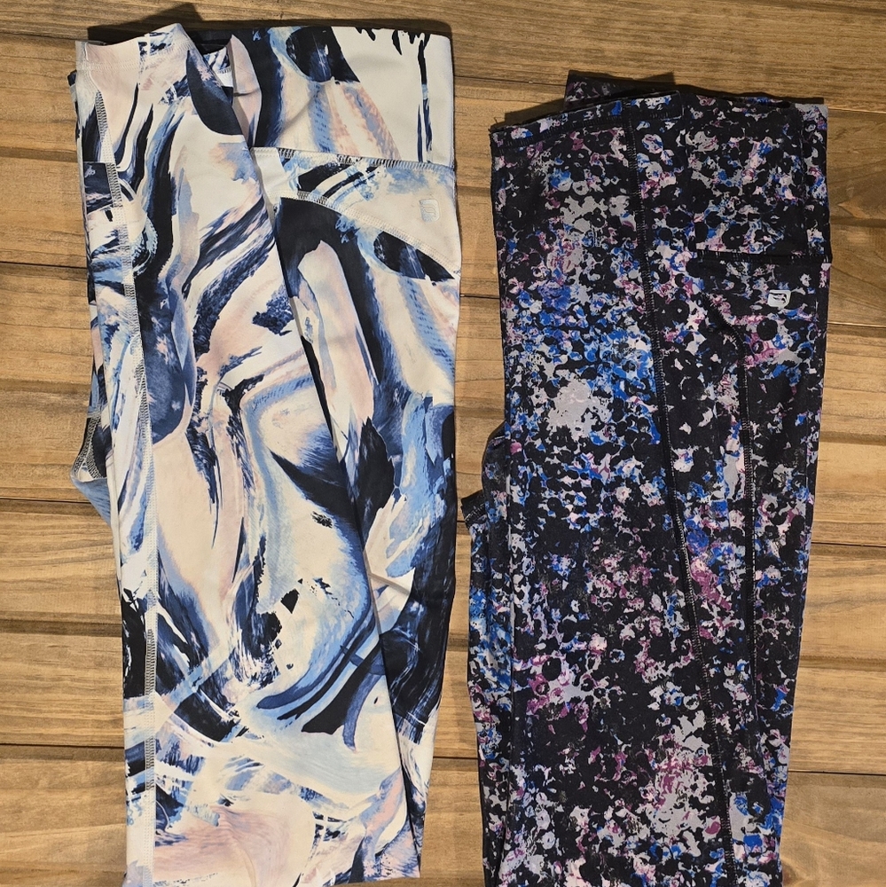 Fabletics Blue And Black Patterned Leggings - image 1